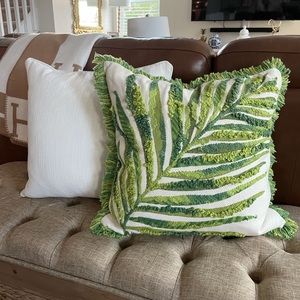 Palm and Stripe Pillows  (set of 2)